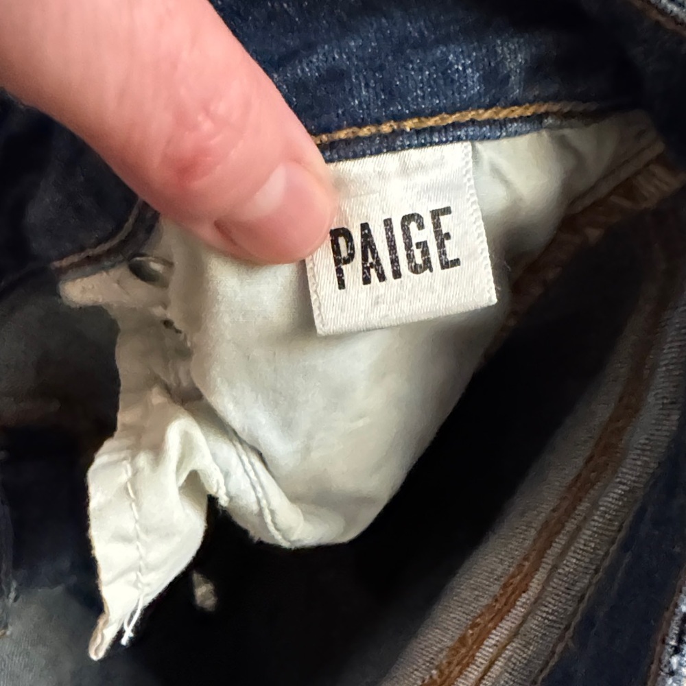 PAIGE Huxton Crop Blue Distressed Ankle Jeans size 30 - Picture 4 of 5